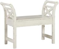 the classic charm of signature design by ashley heron ridge distressed accent bench with storage in antique white logo