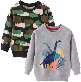 img 4 attached to 🦖 Azalquat Long-Sleeved Boys' Dinosaur Crewneck Sweatshirt - Fashion Hoodies & Sweatshirts