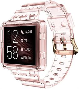 img 4 attached to Notocity Compatible with Fitbit Blaze Band: Stylish Transparent-Pink TPU Replacement Wristband with Rose-Gold Buckle - Ideal for Women and Men