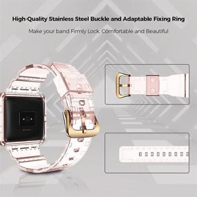 img 3 attached to Notocity Compatible with Fitbit Blaze Band: Stylish Transparent-Pink TPU Replacement Wristband with Rose-Gold Buckle - Ideal for Women and Men