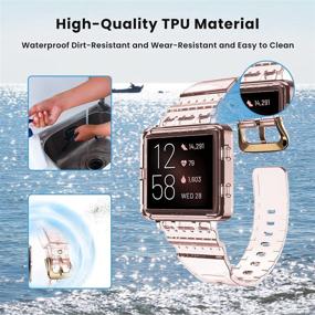 img 1 attached to Notocity Compatible with Fitbit Blaze Band: Stylish Transparent-Pink TPU Replacement Wristband with Rose-Gold Buckle - Ideal for Women and Men