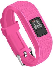 img 4 attached to OenFoto Metal Clasp Silicone Bands for Garmin Vivofit 3 Vivofit JR - Rose Pink (Tracker Not Included)