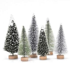 img 4 attached to 🌲 18Pcs Miniature Pine Trees Sisal Trees with Wood Base - Perfect for Christmas Crafting, Designing, and Miniature Scenes - Mixed Size Tabletop Trees