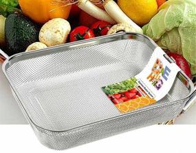 img 3 attached to 🔍 Stainless Steel Mesh Rectangle Strainer - L11×D8.6×H2 (inch) Sink Basket Colander for Vegetables and Fruits - Kitchen Tool (1 piece)