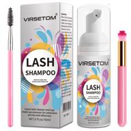 👁️ eyelash extension cleanser - gentle lash shampoo for cleansing and extensions, free from parabens & sulfates, includes brush and mascara wand - ideal for salon and home use (2 fl.oz / 60ml) logo