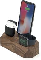 🌳 solid wood triple charging dock for iphone, airpods, and apple watch - walnut by oakywood: geometric design logo