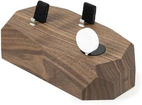 img 3 attached to 🌳 Solid Wood Triple Charging Dock for iPhone, AirPods, and Apple Watch - Walnut by Oakywood: Geometric Design