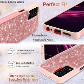 img 1 attached to UNPEY Rose Gold Glitter Phone Case for T-Mobile Revvl V Plus 5G: Sparkly Cover with Tempered Glass Screen Protectors for Women and Girls