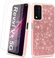 unpey rose gold glitter phone case for t-mobile revvl v plus 5g: sparkly cover with tempered glass screen protectors for women and girls logo