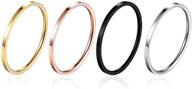 💍 yfigo 4pcs titanium stainless steel women stacking rings: classic wedding bands in silver, gold, rose tone, and black (sizes 6-10) logo