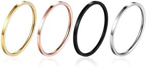 img 4 attached to 💍 Yfigo 4PCS Titanium Stainless Steel Women Stacking Rings: Classic Wedding Bands in Silver, Gold, Rose Tone, and Black (Sizes 6-10)