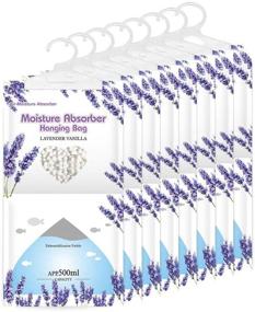 img 4 attached to 🌼 Lavender Vanilla Moisture Absorber Packets - Hanging Damp Bags for Closet, Bedroom, and Kitchen - Odor Eliminator - 8 Packs - Moisture Absorb 12.5OZ