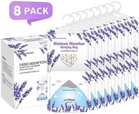 img 3 attached to 🌼 Lavender Vanilla Moisture Absorber Packets - Hanging Damp Bags for Closet, Bedroom, and Kitchen - Odor Eliminator - 8 Packs - Moisture Absorb 12.5OZ