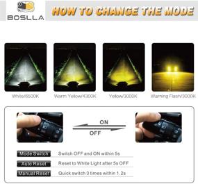 img 3 attached to �🔦 Лампа противотуманных фар Boslla 9006/HB4, 4 режима 3 цвета, 6500K/4300K/3000K лампа - белый/теплый/желтый свет, 60 Вт 7200 люмен, упаковка из 2 штук