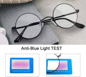 img 2 attached to Brigtlaiff Round Blue Light Blocking Glasses for Men and Women: John Lennon Style Computer Gaming TV Glasses | Anti-Eyestrain (Black Frame)