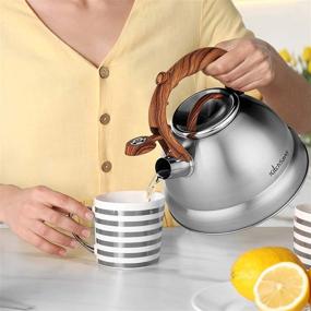 img 3 attached to Kitchsavvy Whistling Tea Kettle: Stainless Steel Stovetop Teapot, 3 Quart, Stay Cool Handle, All Stovetops