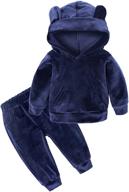 👕 velvet hooded tracksuit sweatshirt top + sweatpants hoodie outfit set for boys and girls логотип