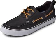 sperry bahama 3 eye leather black men's loafers & slip-ons logo