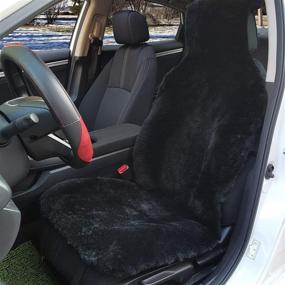 img 3 attached to 🐑 Sheepskin Seat Cover: Luxury Ultra Dense Pelt for Cars, SUVs, Trucks - Genuine Australian Sheepskin Seat Cushion with Easy Installation - Natural Pure Wool, Universal Fit - 1pc, Black