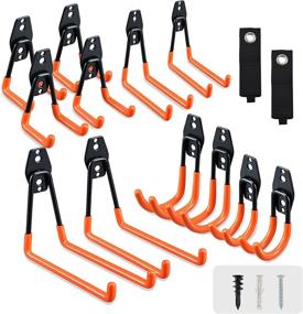 img 4 attached to 🧱 AOBEN Garage Hooks Wall Mount - 14-Pack Storage Organizer Utility Double Wall Hooks in Vibrant Orange - Ideal Tool Hangers for Bikes, Hoses, Ladders