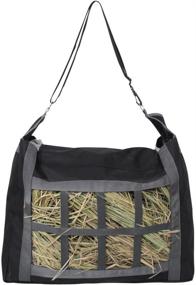 img 4 attached to 🐴 Black Adjustable Strap Hay Bag: Large Capacity 600D Oxford Cloth Horse Feeding Bag with Small Squares - Slow Feed Hay Tote Bag