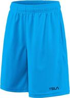 tsla boys' athletic shorts: quick dry pull on for basketball, running, active sports, workout, and gym logo