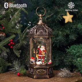 img 1 attached to 🎅 Magical Christmas Musical Snow Globe with Swirling Glitter Water Lantern and Santa Ornaments: Bluetooth Speaker Decoration for Home