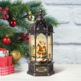 img 2 attached to 🎅 Magical Christmas Musical Snow Globe with Swirling Glitter Water Lantern and Santa Ornaments: Bluetooth Speaker Decoration for Home