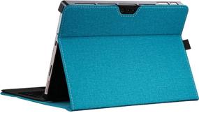 img 4 attached to 📱 Microsoft Surface Pro 7/6/5/4 Protective Case with Pen Holder - Slim Light Shell Cover, Polyester Material, Multiple Viewing Angles, Grey Cobalt Blue - Compatible with Type Cover Keyboard, 12.3 inch