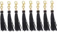 🔑 5.9'' set of 8 pu leather tassels with lobster swivel, keychain for handbags, phones, cars, and diy jewelry (model gd189) logo