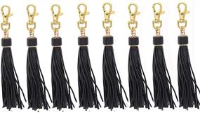 img 2 attached to 🔑 5.9'' Set of 8 PU Leather Tassels With Lobster Swivel, Keychain for Handbags, Phones, Cars, and DIY Jewelry (Model GD189)