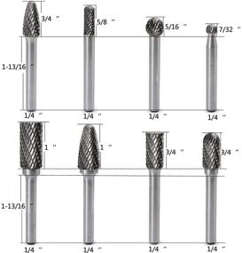 img 3 attached to ⚙️ JESTUOUS Carbide Burr Set - 8pcs 1/4 Inch Shank Diameter Double Cut Edge Rotary Files for Metal Grinding, Polishing, Carving - Die Grinder Kit Drill Bits