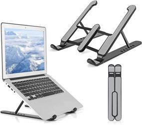 img 4 attached to Gomyhom Foldable Laptop Stand - 6-Level Angle Adjustable for All Laptops and Tablets