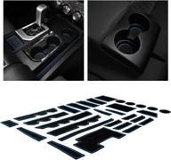 enhance your toyota tundra 2014-2021 with cupholderhero's premium custom interior accessories: non-slip cup holder 🚗 inserts, center console liner mats, and door pocket liners - 29-pc set (bucket seat) (blue trim) logo
