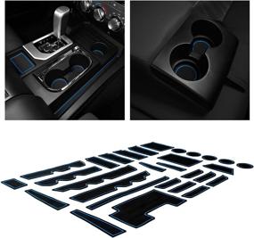 img 4 attached to Enhance Your Toyota Tundra 2014-2021 with CupHolderHero's Premium Custom Interior Accessories: Non-Slip Cup Holder 🚗 Inserts, Center Console Liner Mats, and Door Pocket Liners - 29-pc Set (Bucket Seat) (Blue Trim)