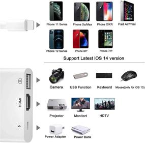 img 3 attached to Адаптер HDMI: 3-в-1 адаптер камеры USB с разъемом 1080P 🔌 Digital AV HDMI, разветвитель зарядки и поддержкой USB-флэш-накопителя/миди-клавиатуры/мыши/Ethernet.