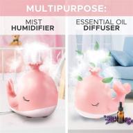 🐳 pink cute whale essential oil diffuser with light - combo humidifier and diffuser for nursery - cool mist humidifiers for babies by roccababy logo