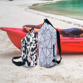 img 1 attached to 🐌 SNAILMAN Leopard Print Waterproof Dry Bag - 10L Roll Top Backpack with Phone Pocket for Swimming, Boating, Kayaking, Camping and Beach