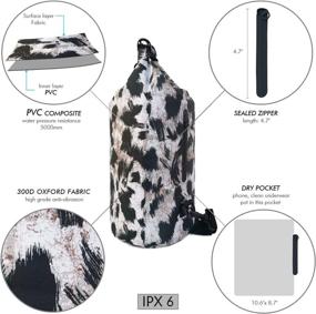 img 3 attached to 🐌 SNAILMAN Leopard Print Waterproof Dry Bag - 10L Roll Top Backpack with Phone Pocket for Swimming, Boating, Kayaking, Camping and Beach