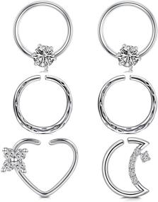 img 4 attached to 💎 Stunning AceFun Cartilage Helix Hoop Earrings: Enhance Your Style with Surgical Steel CZ Flower Gemmed Nose Rings for Women Girls