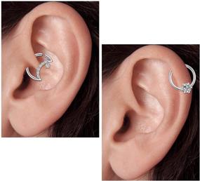 img 2 attached to 💎 Stunning AceFun Cartilage Helix Hoop Earrings: Enhance Your Style with Surgical Steel CZ Flower Gemmed Nose Rings for Women Girls