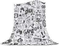 🎮 monochrome sketch gaming flannel blanket: soft & lightweight microfiber throw blanket for game lovers – all season use logo