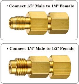 img 1 attached to 🔌 Set of 4 Vacuum Pump Adapters: 1/4 Inch Flare Female to 1/2 Inch Acme Male (6014) and R134A Brass Refrigerant Tank Adapter to R12 Fitting Adapter: 1/2 Inch Female Acme to 1/4 Inch Male Flare Adaptor Valve Core (6015)