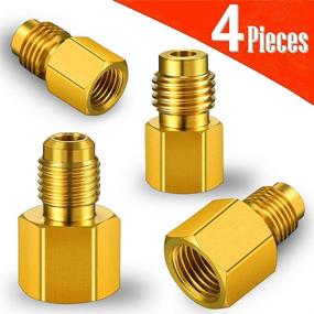 img 4 attached to 🔌 Set of 4 Vacuum Pump Adapters: 1/4 Inch Flare Female to 1/2 Inch Acme Male (6014) and R134A Brass Refrigerant Tank Adapter to R12 Fitting Adapter: 1/2 Inch Female Acme to 1/4 Inch Male Flare Adaptor Valve Core (6015)