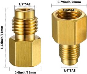 img 3 attached to 🔌 Set of 4 Vacuum Pump Adapters: 1/4 Inch Flare Female to 1/2 Inch Acme Male (6014) and R134A Brass Refrigerant Tank Adapter to R12 Fitting Adapter: 1/2 Inch Female Acme to 1/4 Inch Male Flare Adaptor Valve Core (6015)