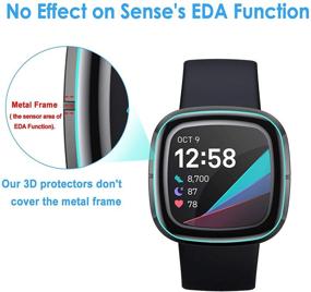 img 3 attached to 📱 4-Pack Защитные стекла Liwin 3D для Fitbit Sense/Versa 3 | Полное покрытие защитного чехла | Совместимо с умными часами Sense и Versa 3