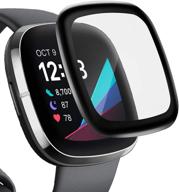 📱 4-pack защитные стекла liwin 3d для fitbit sense/versa 3 | полное покрытие защитного чехла | совместимо с умными часами sense и versa 3 логотип