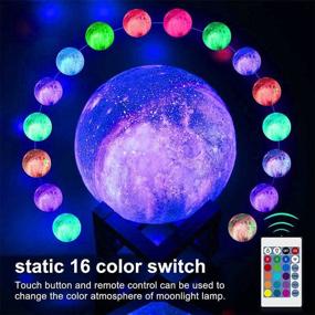 img 3 attached to 🌌 Himalayan Glow Kids Night Galaxy Lamp - 5.9-inch 16 Colors LED 3D Star Moon Light with Wood Stand, Remote & Touch Control - USB Rechargeable