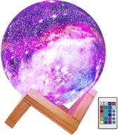🌌 himalayan glow kids night galaxy lamp - 5.9-inch 16 colors led 3d star moon light with wood stand, remote & touch control - usb rechargeable logo