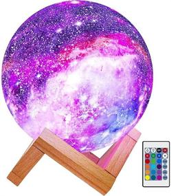 img 4 attached to 🌌 Himalayan Glow Kids Night Galaxy Lamp - 5.9-inch 16 Colors LED 3D Star Moon Light with Wood Stand, Remote & Touch Control - USB Rechargeable